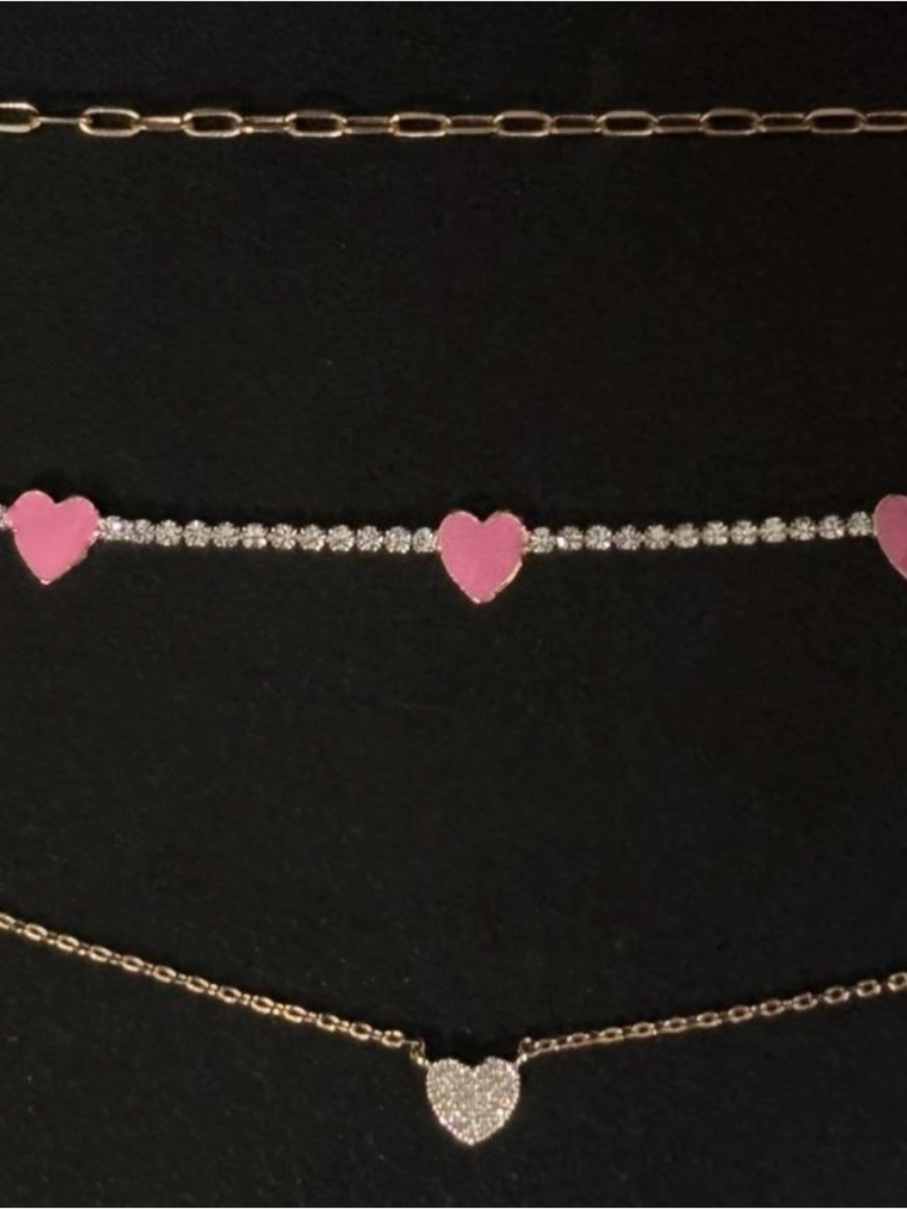 Delicate Pink Heart Layered Necklace - Women Jewelry
